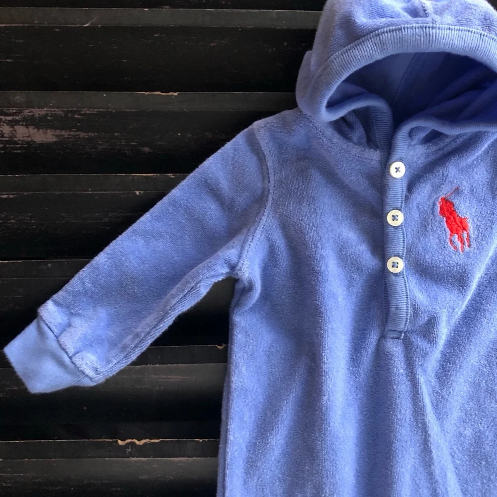 RALPH LAUREN Cotton Blend Terry Hooded Coverall